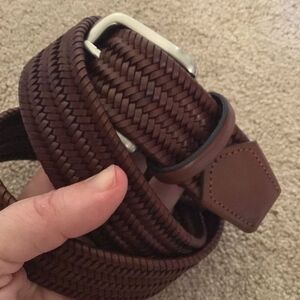 Brown Woven Italy Genuine Leather Stretch Belt